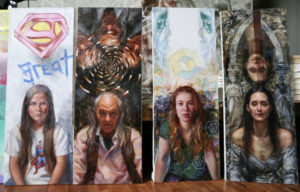 In The Face of Illusion by Rose Frantzen. Four individual paintings.