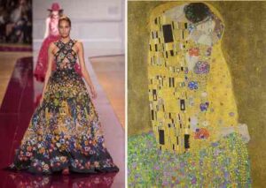 Runway dress inspired by Gustav Klimt