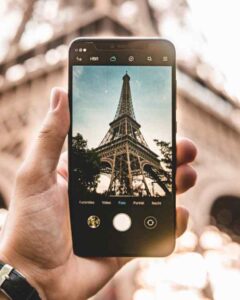 Eiffel tower on phone camera