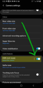 Steps to turn on HDR on Android