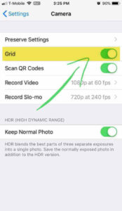 Activateing grdlines on iPhone camera