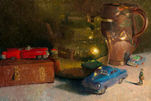 Still life painting book, cars and tea Kettle called All Along The Boulevard by CW Mundy