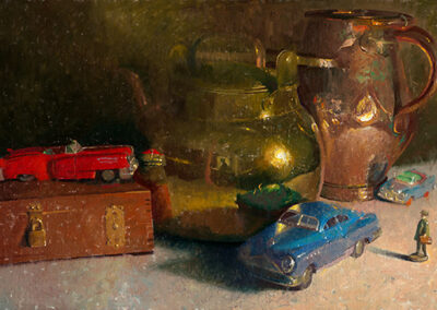 Still life painting book, cars and tea Kettle called All Along The Boulevard by CW Mundy