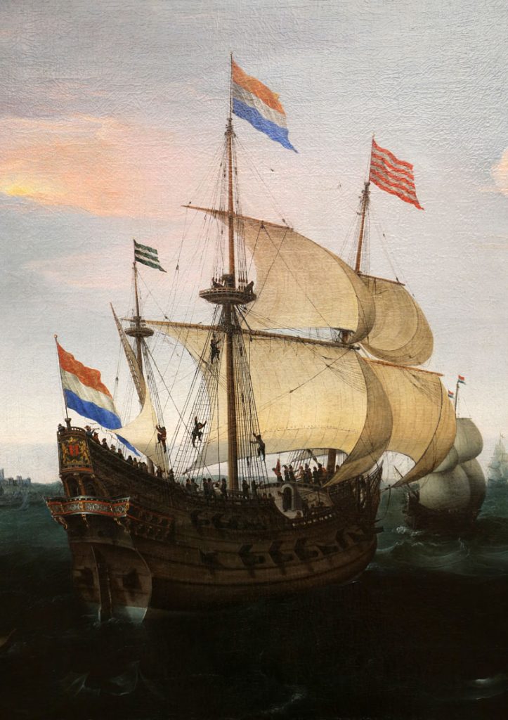 Hendrick_cornelisz Arrival of a Dutch Three master at Schloss Kronberg 1614