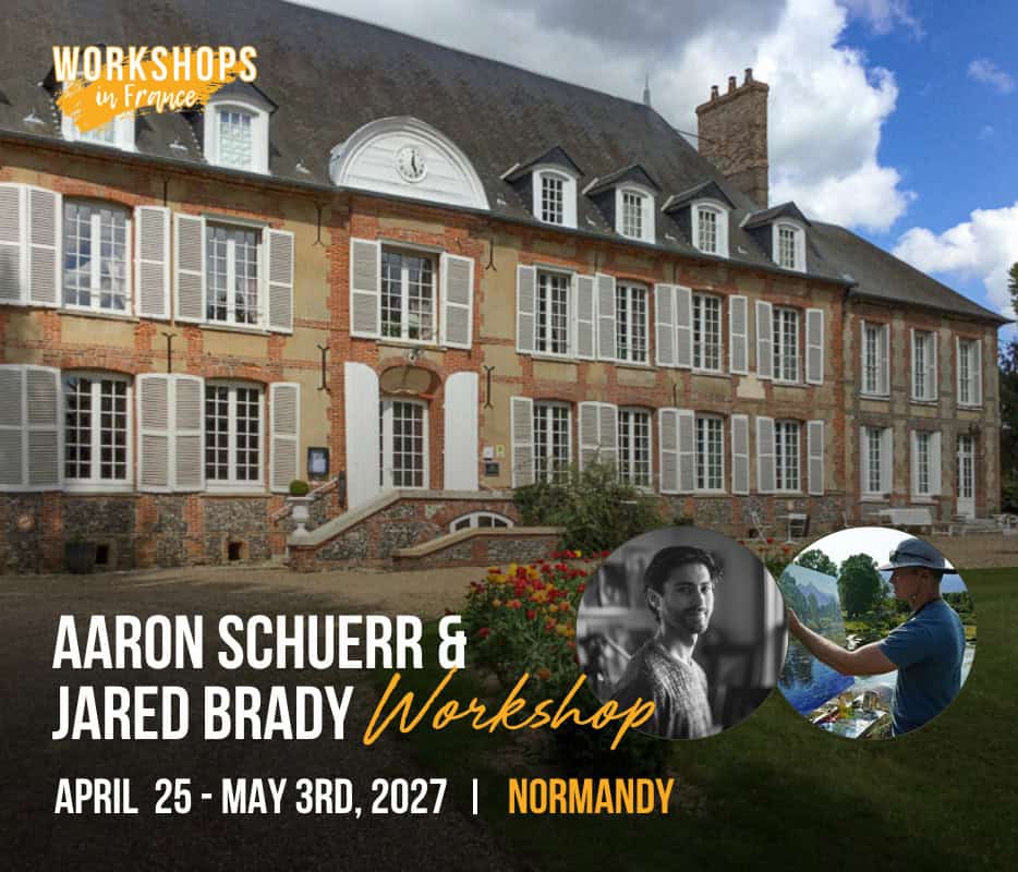 Aaron Schuerr and Jared Brady landscape painting workshop in Normandy, France